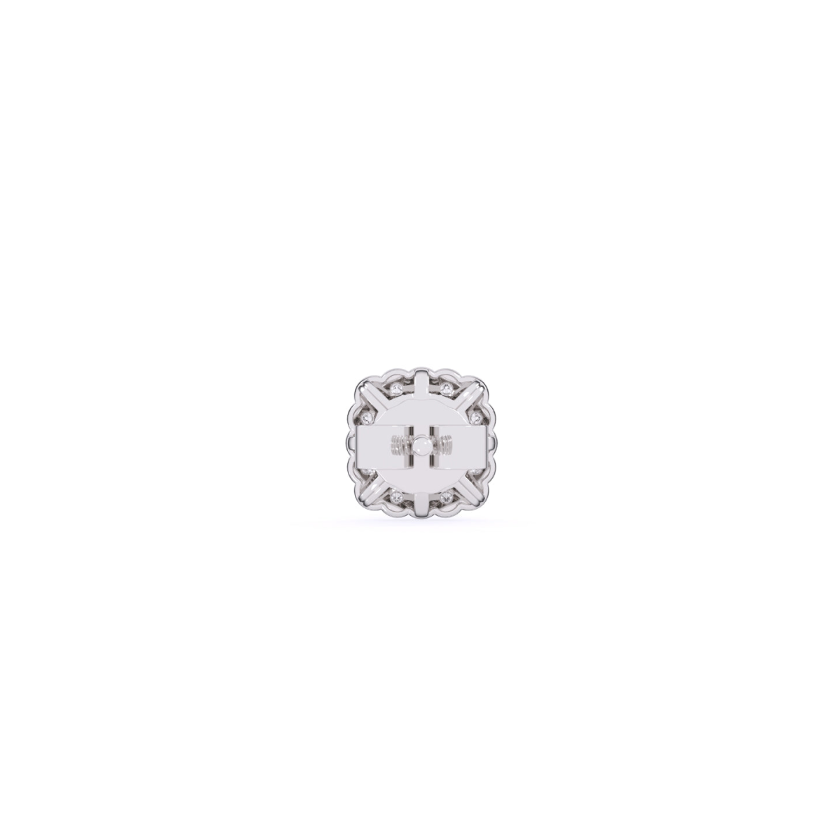 Square Round Diamond Double Halo Earrings